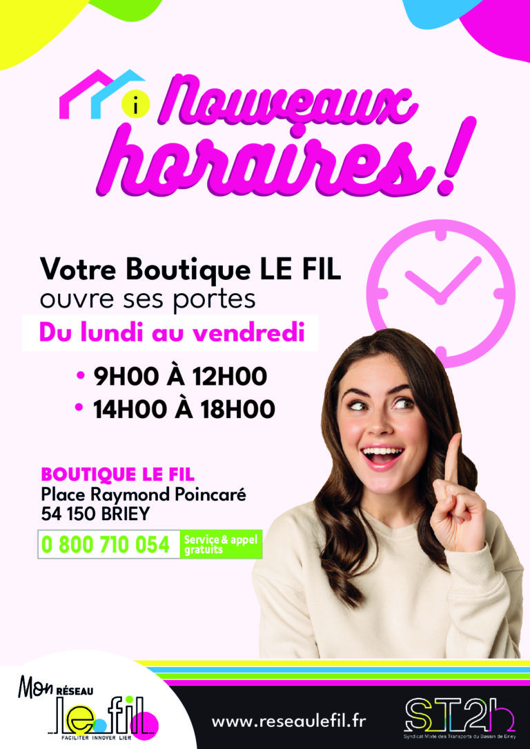 Nouveaux horaires boutique le fil
